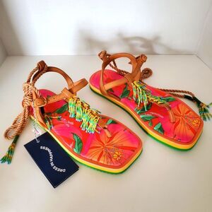 Farm Rio Floral Pietra Beaded Flat Sandal Size 9